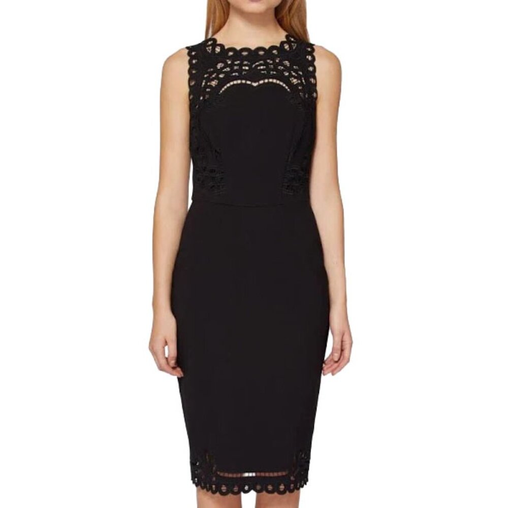 Ted Baker Verita Black Lace Cutout Sheath Midi Dress Size 1 (US 4)